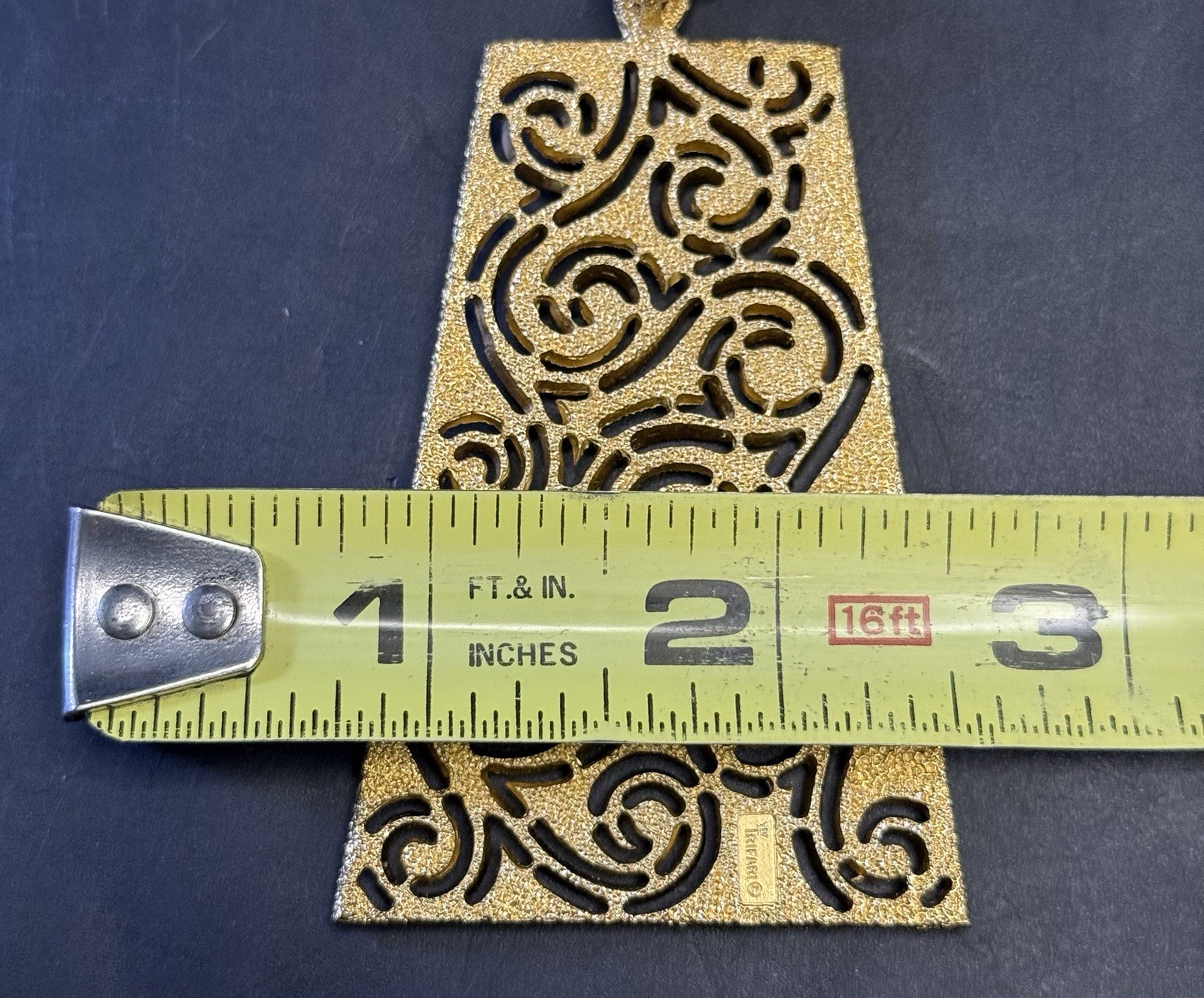 Trifari Necklace Gold Tone Pendant Rectangular See Pics For Details S3.4