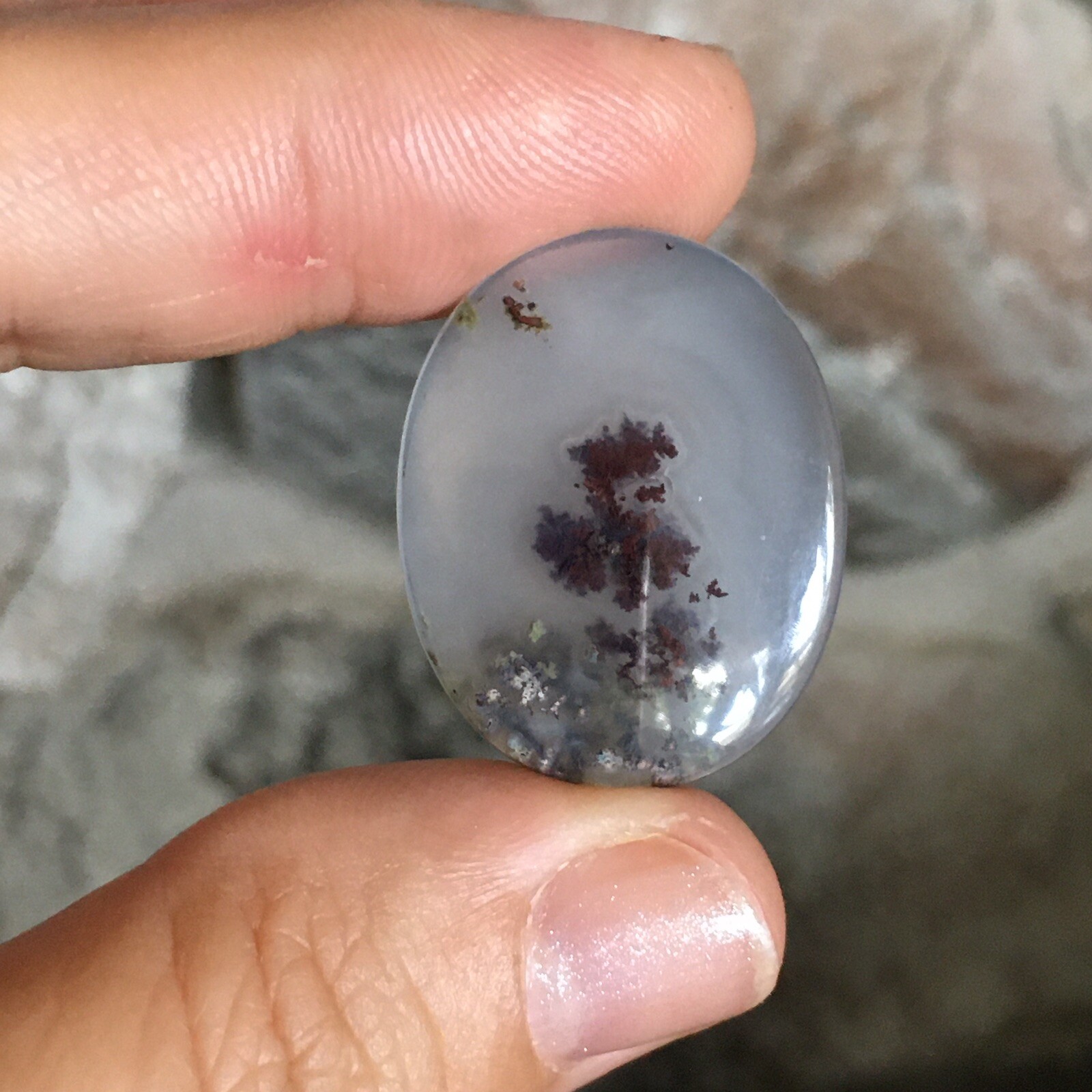 28×22.5×5.4mm Very Fune Dendrite Agate Oval Cabochon Loose Picture Stone