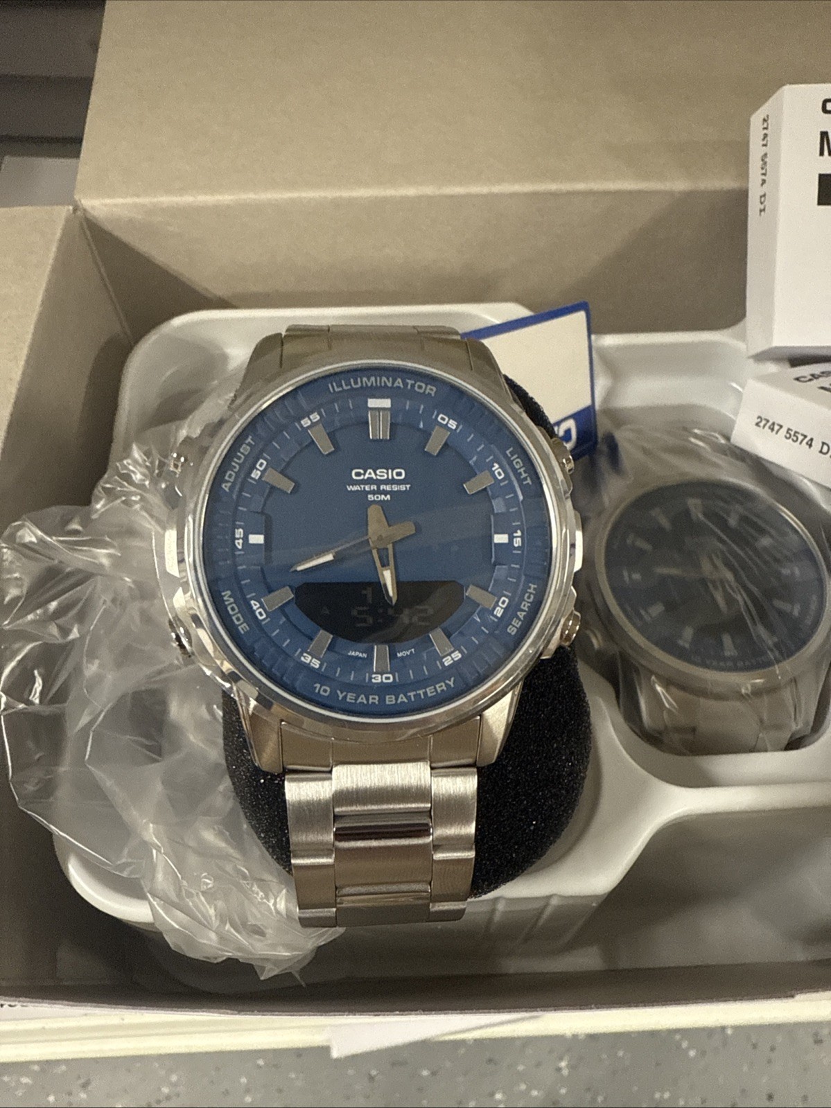 Casio Blue AMW880D-2A1 Ana-Digi Sporty Design Stainless Steel Band Watch