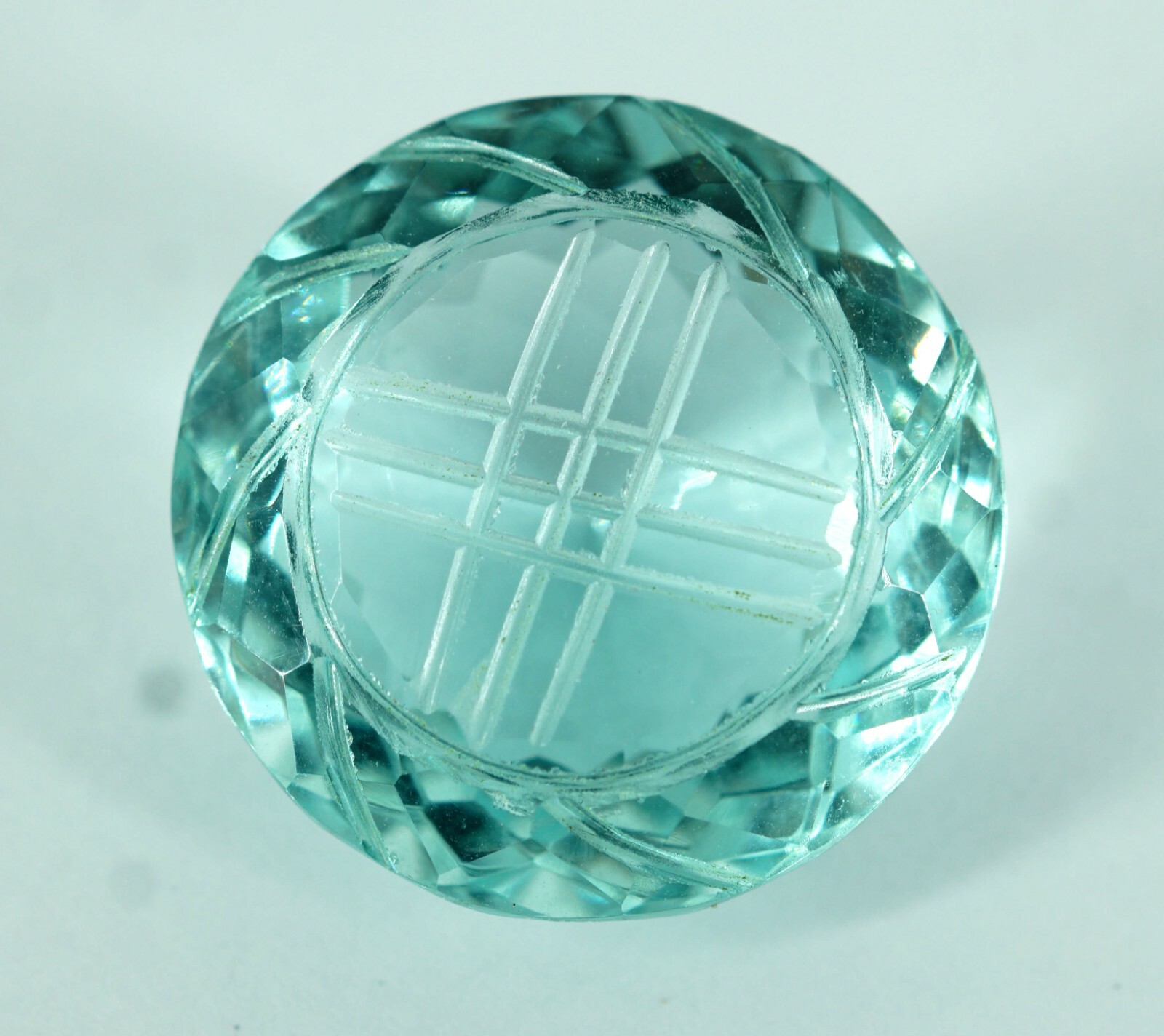 45.60 Ct Natural Certified Brazilian Blue Round Cut Carving Topaz Loose Gemstone