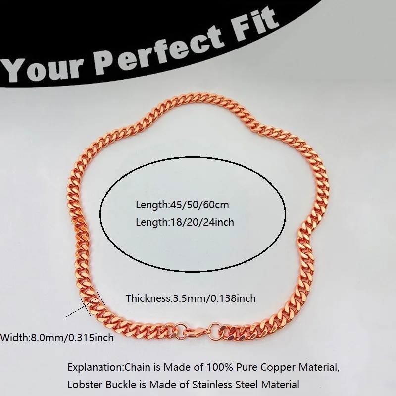 18-24″ Pure Copper Serpentine Chain Necklace, Healing Copper Jewelry, Spiritual