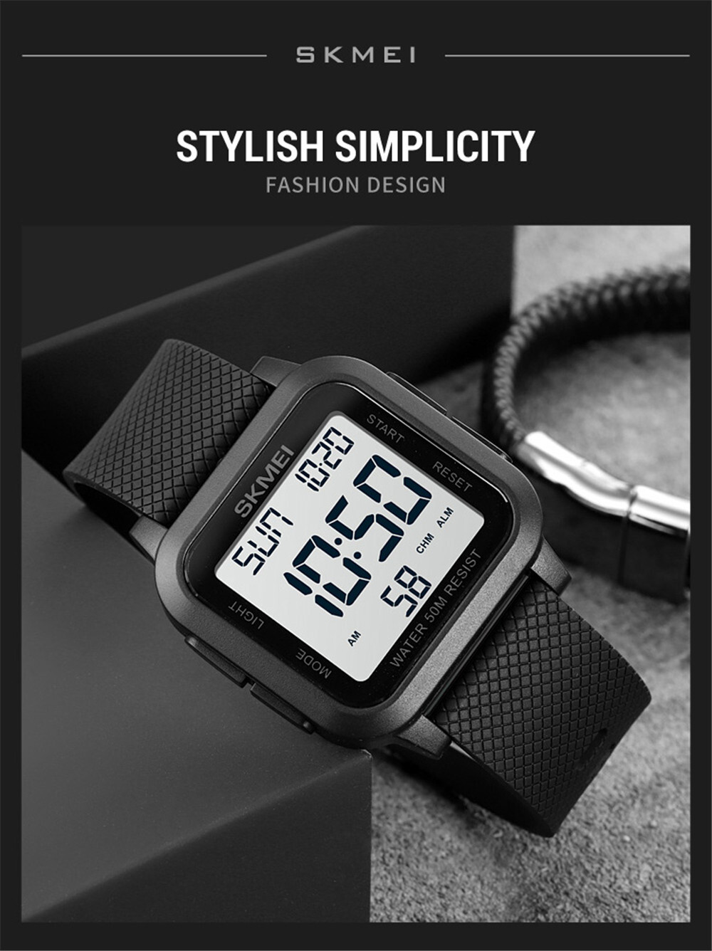 SKMEI Men Sport Watch Alarm Chrono Electronic Wristwatch Boys Girls Stopwatch