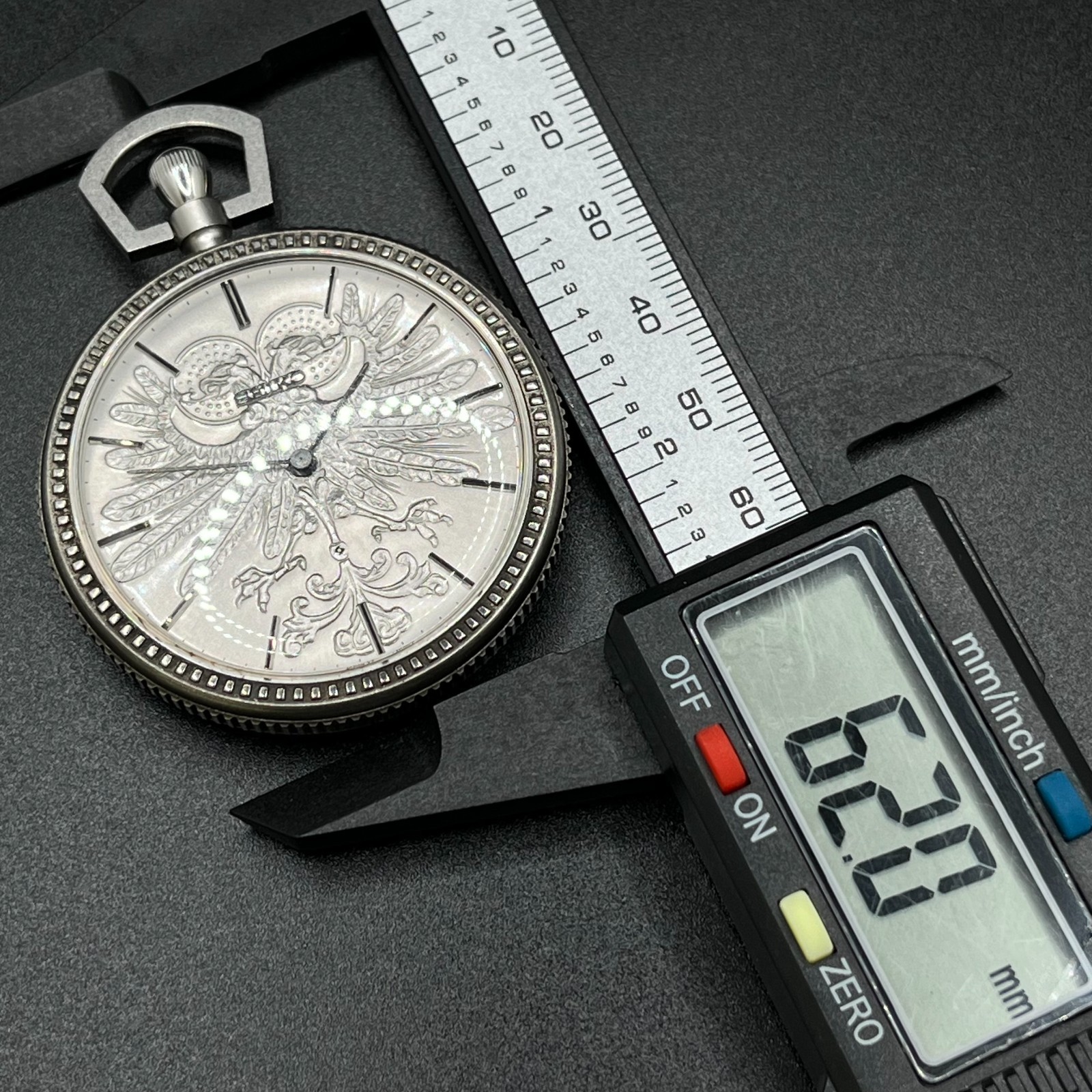 Rare SEIKO Silver 885 Pocket Watch Double Headed Eagle Dentsu 70th Anniv Working