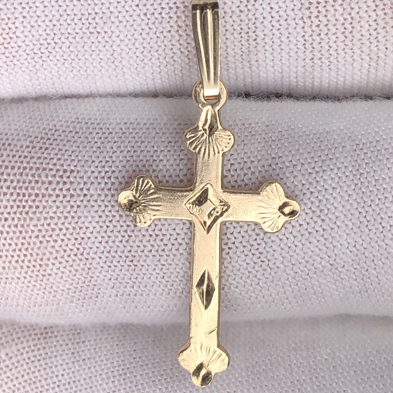 Solid 1/20 14K Yellow Gold Real Gothic Cross Catholic Religious Pendant Crucifix