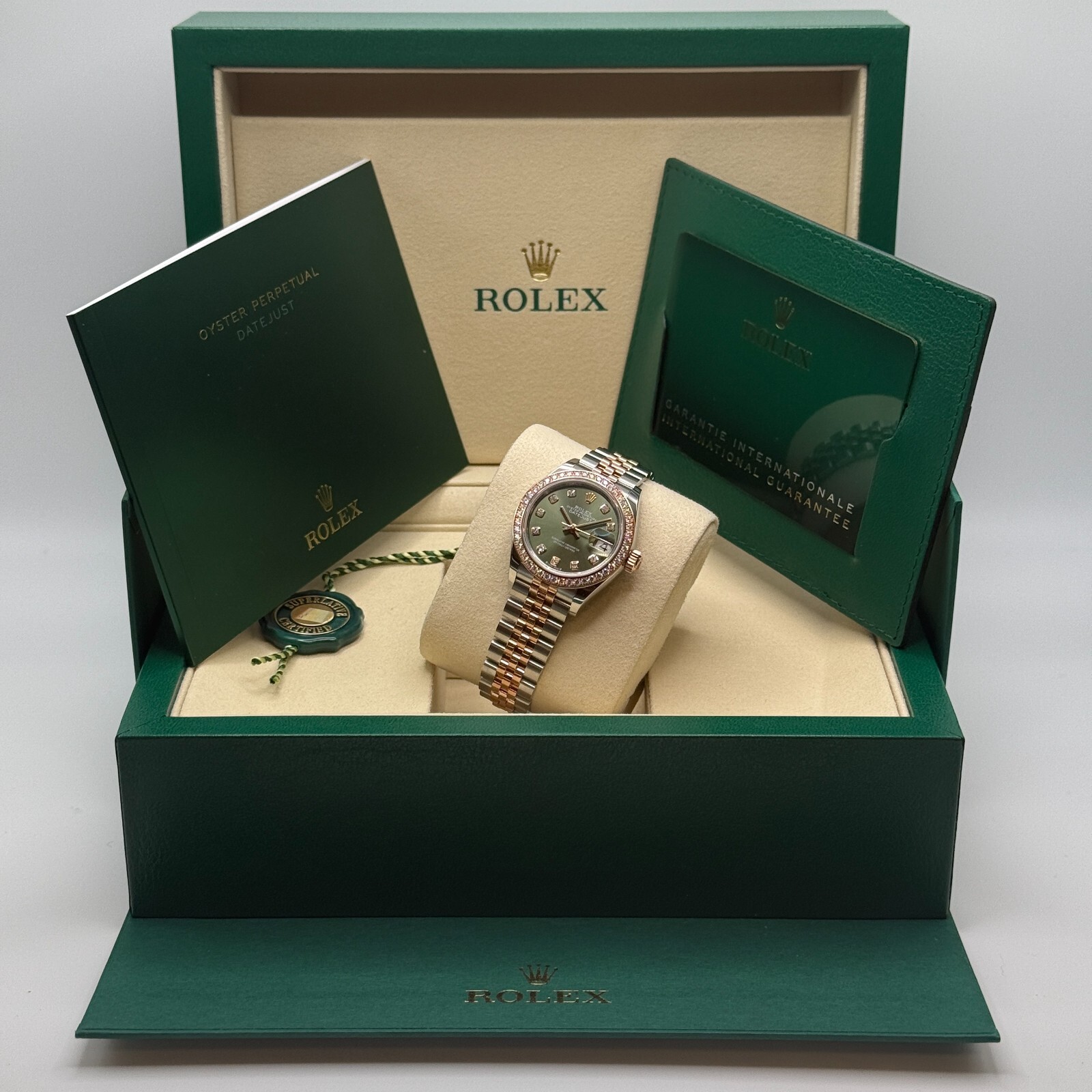 Rolex Lady-Datejust NEW 2025 Olive Green Diamond Dial 279381RBR Jubilee Bracelet