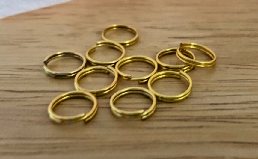 10 Gold color metal 9mm Split Rings TO Attach Charms to your Bracelet