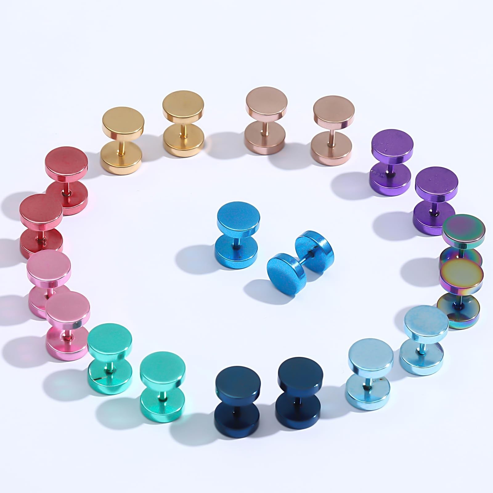 NEWITIN 12 Pairs Dot Stud Earrings for Men Faux Gauges Hypoallergenic Ear Tun…