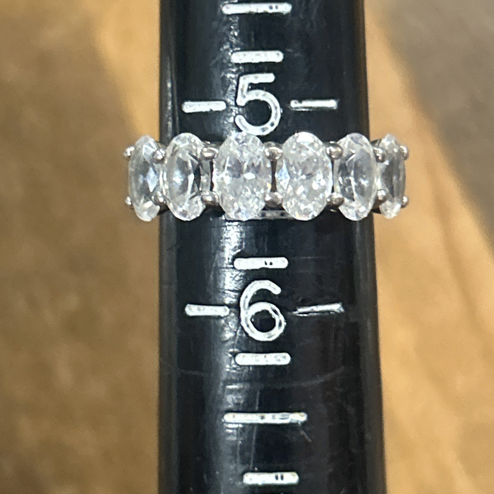 Sterling Silver 6 Oval Cut White CZ Stone Ring Size 5.25 3.17 Grams