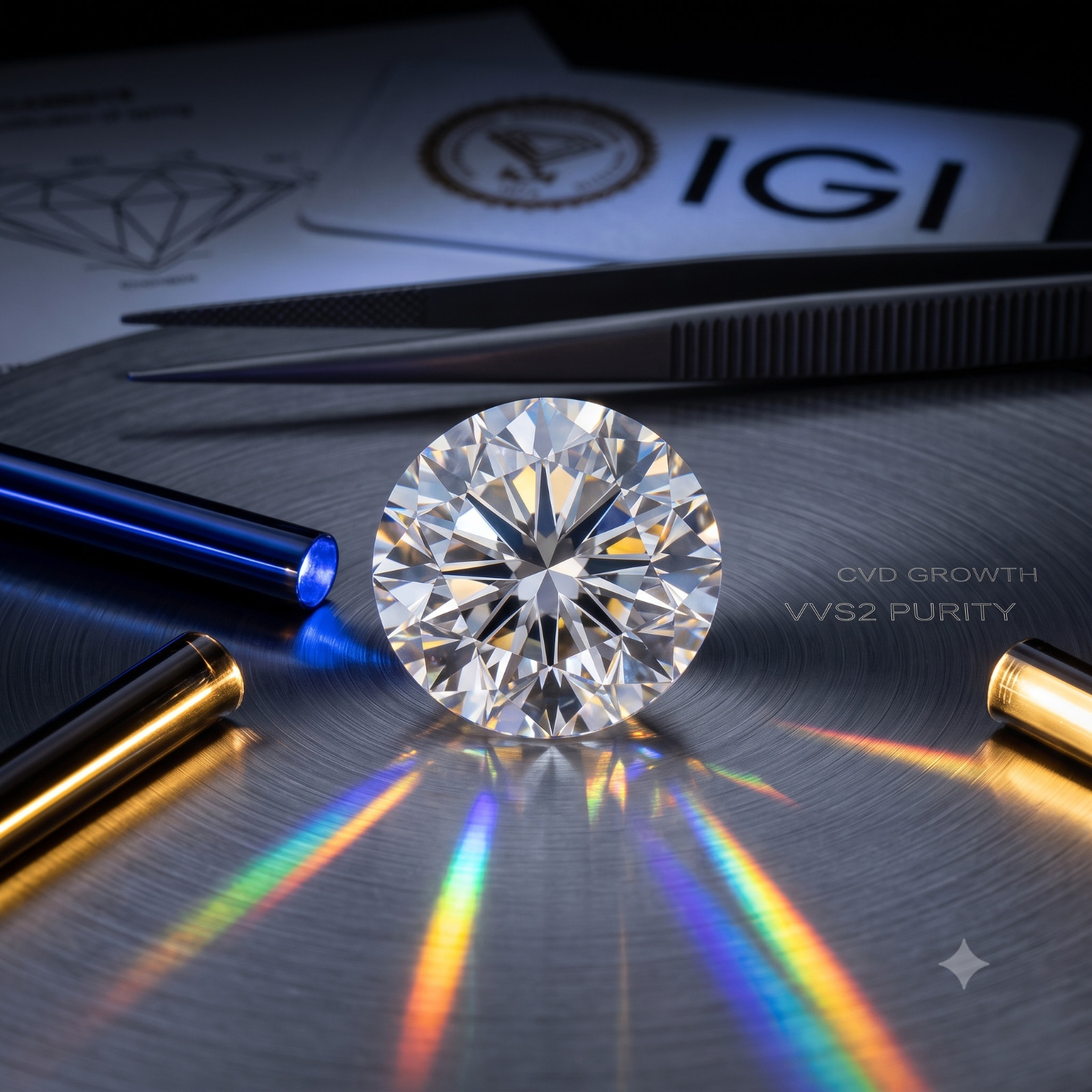 3.00 Ct Round Lab Grown CVD Diamond D Color VVS1 IGI Certified Loose Stone