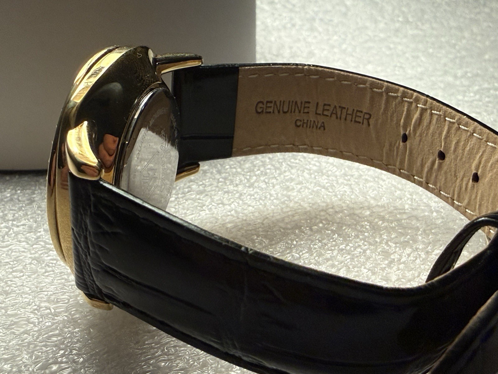New Victoria Wieck Watch Womens Black Crystal Gold Trim Black Leather See Desc.