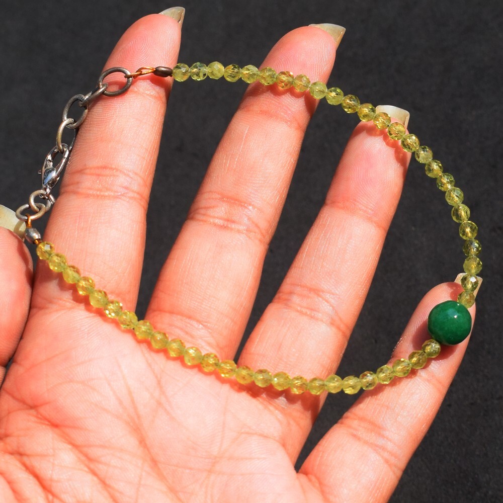 24.00 Cts Peridot & Emerald Faceted Round Shape Shape Beads Bracelet SK 36 E474