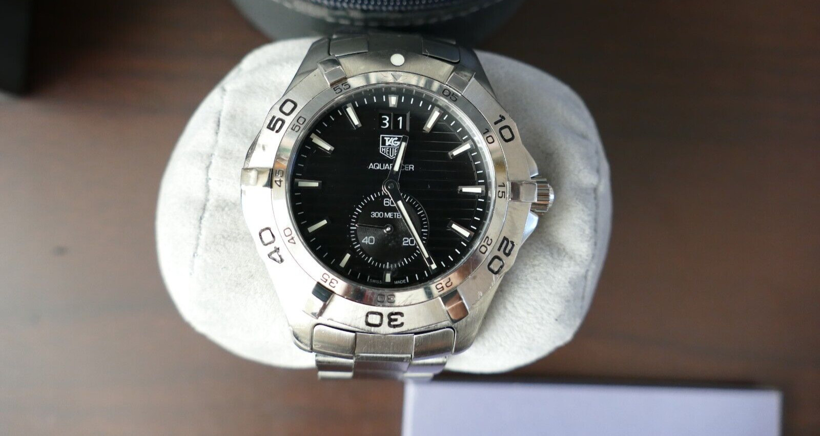 TAG Heuer men black Aquaracer swiss link monza autavia watch 300m WAF1014.BA0822