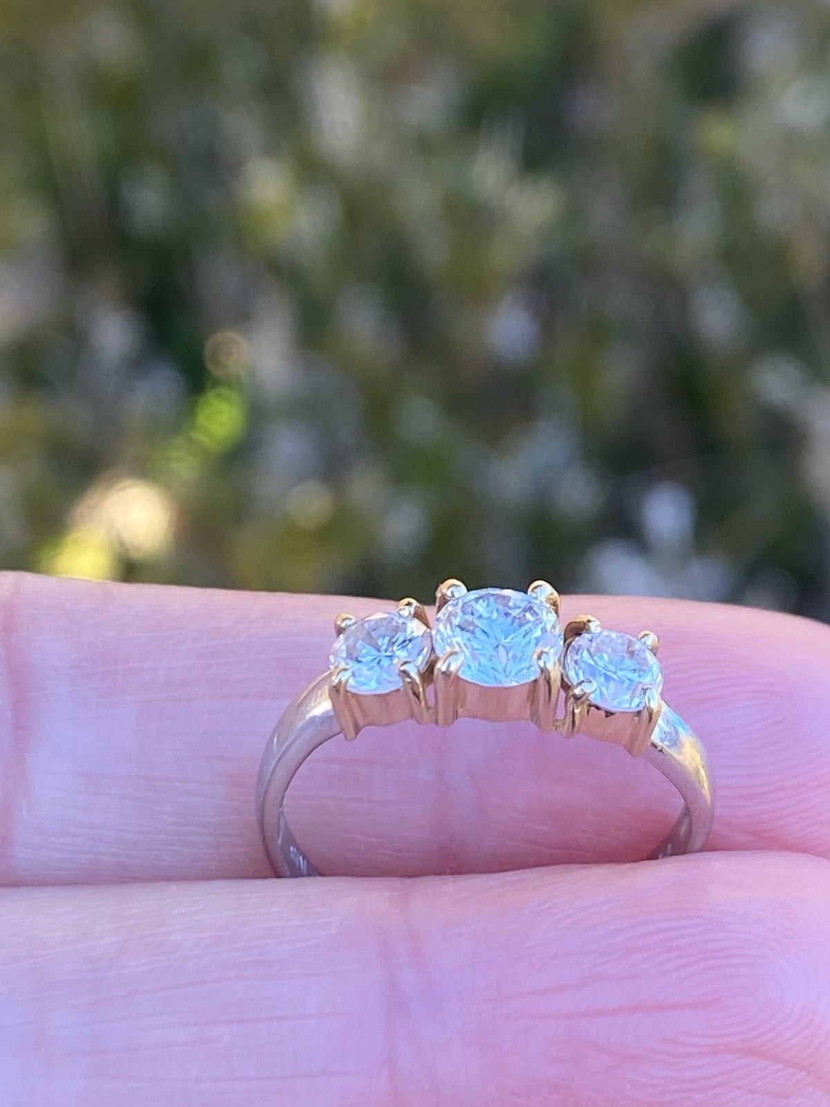 Platinum & 18K YG 1.00TCW 100% Natural Diamond Three Stone Ring