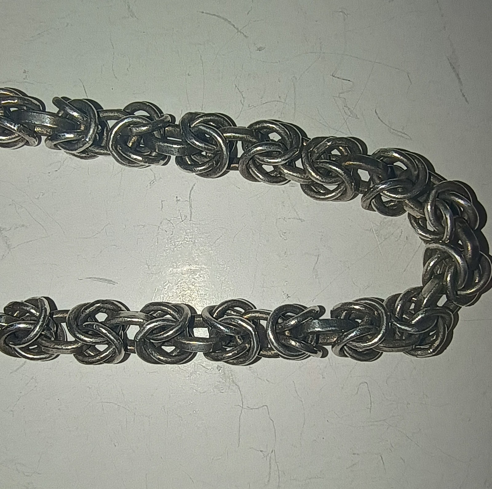 Sterling Silver .925 Byzantine Link Chain Necklace 18inch Approximately 46 Grams
