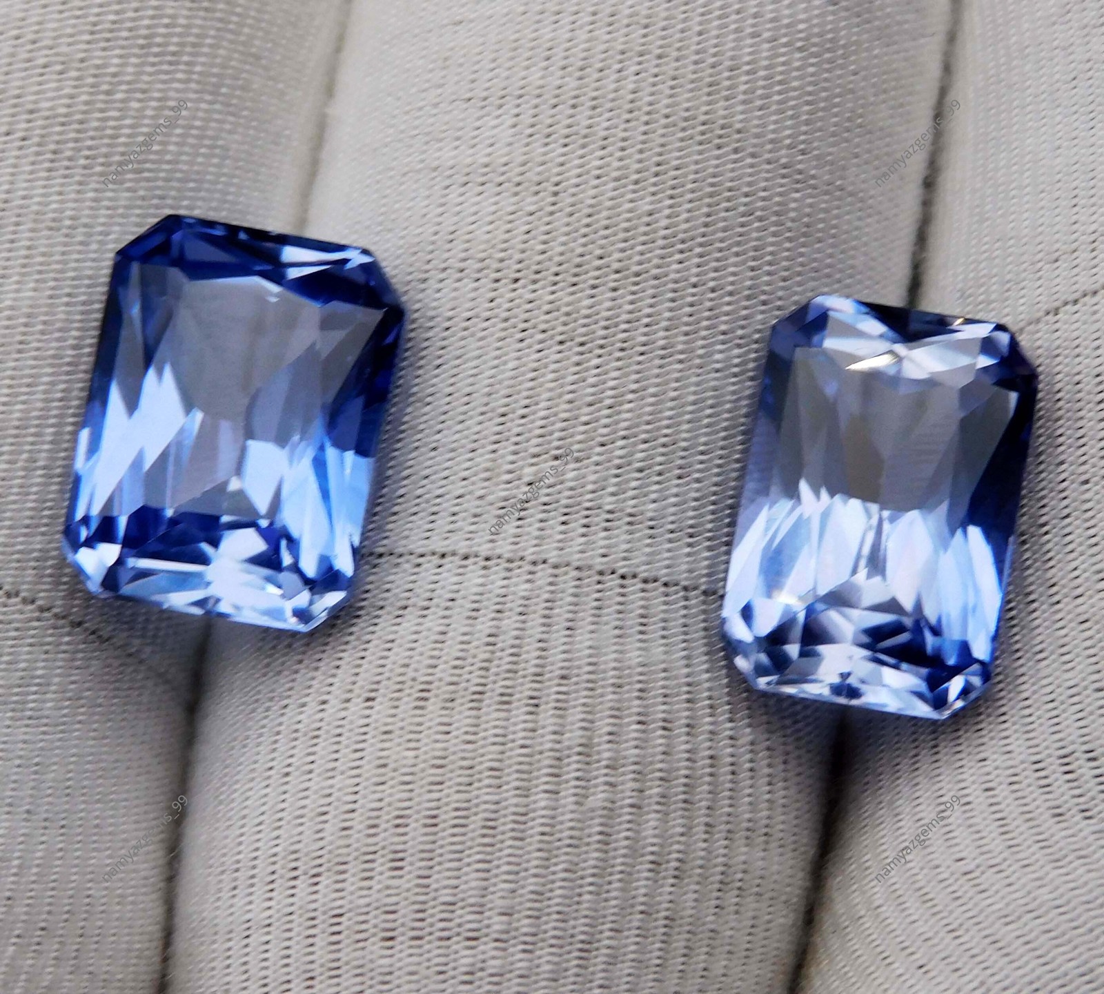 21 Ct Natural Blue Tanzanite Emerald Cut Certified AAA Loose Gemstone Pair