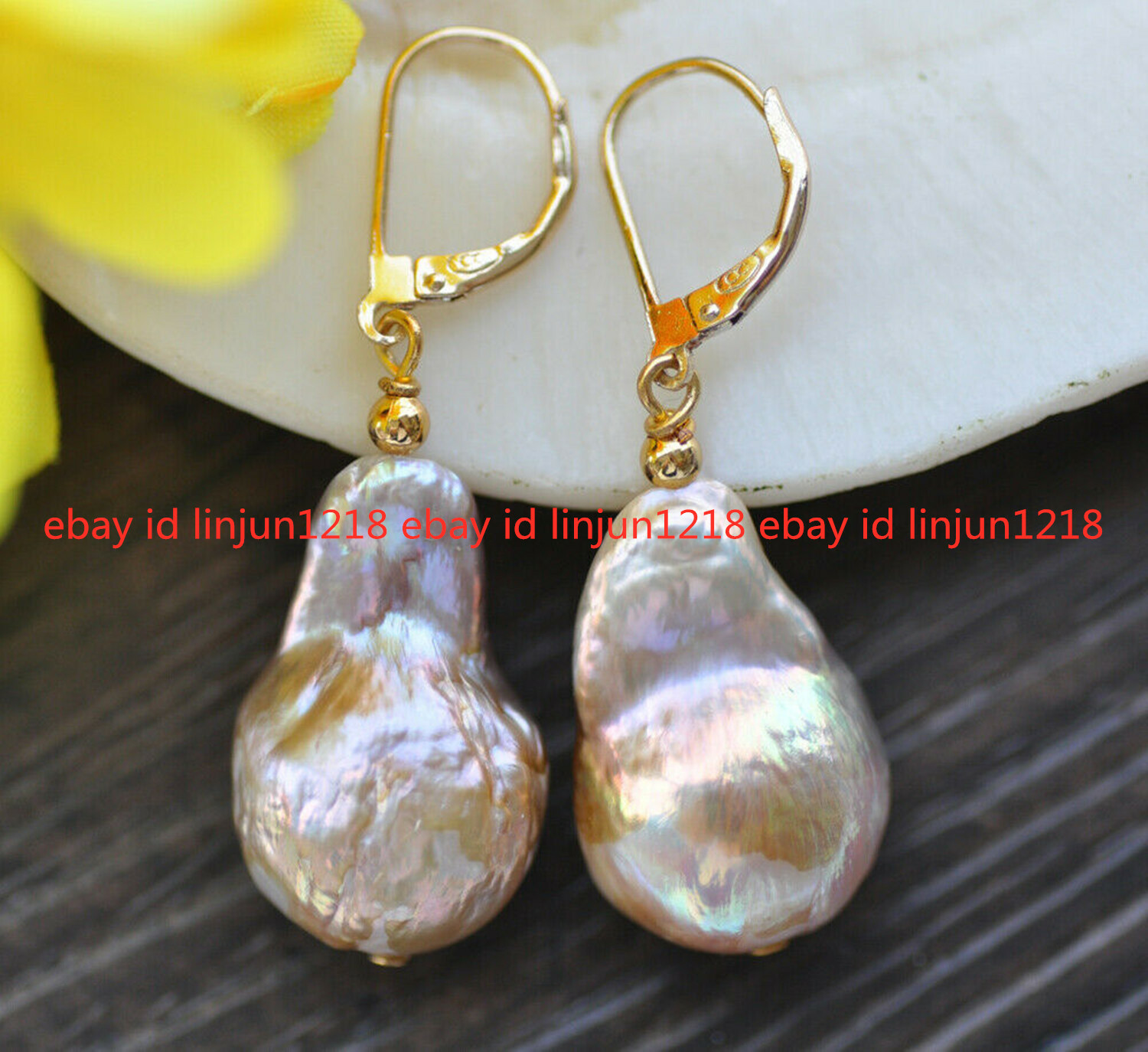 14-16mm Real Drop Peacock Purple Multicolor Edison Keshi Pearl Dangle Earring