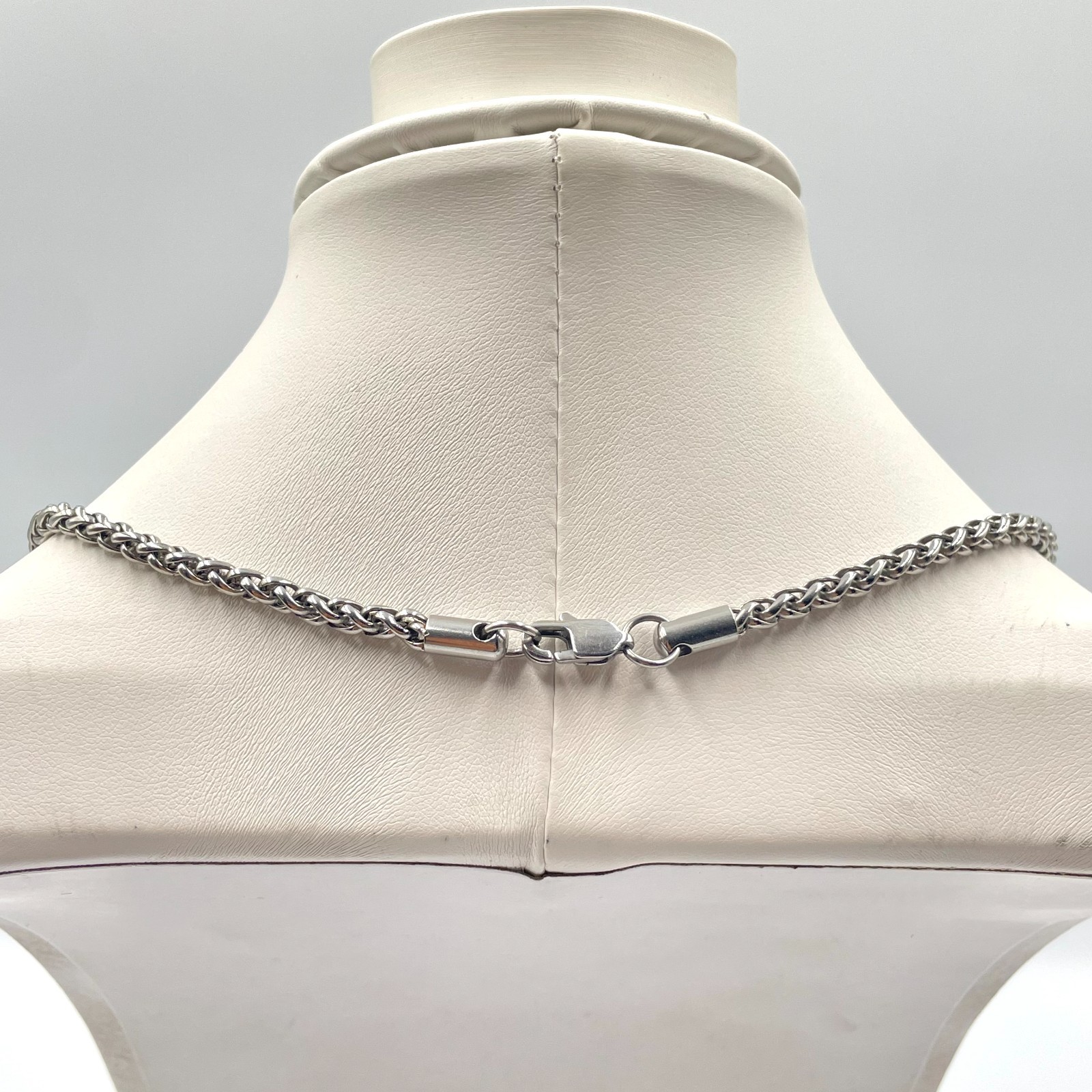 VTG Silver Tone Wheat Braided Chain Necklace Heavy Hip Hop Punk Unisex Classic