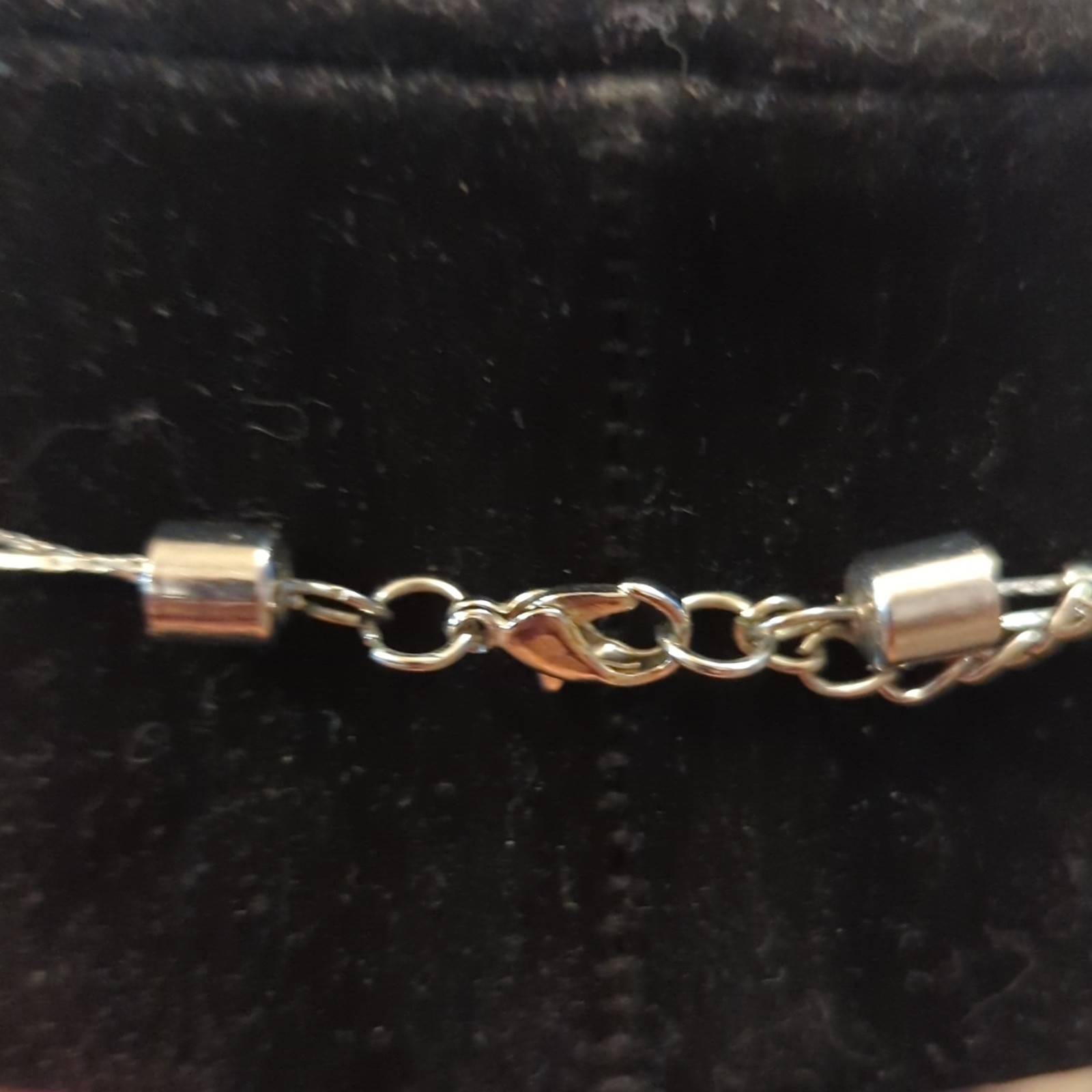 Silver Tone Layered White Beaded Link Chain Necklace, Lobster Clasp No Stone