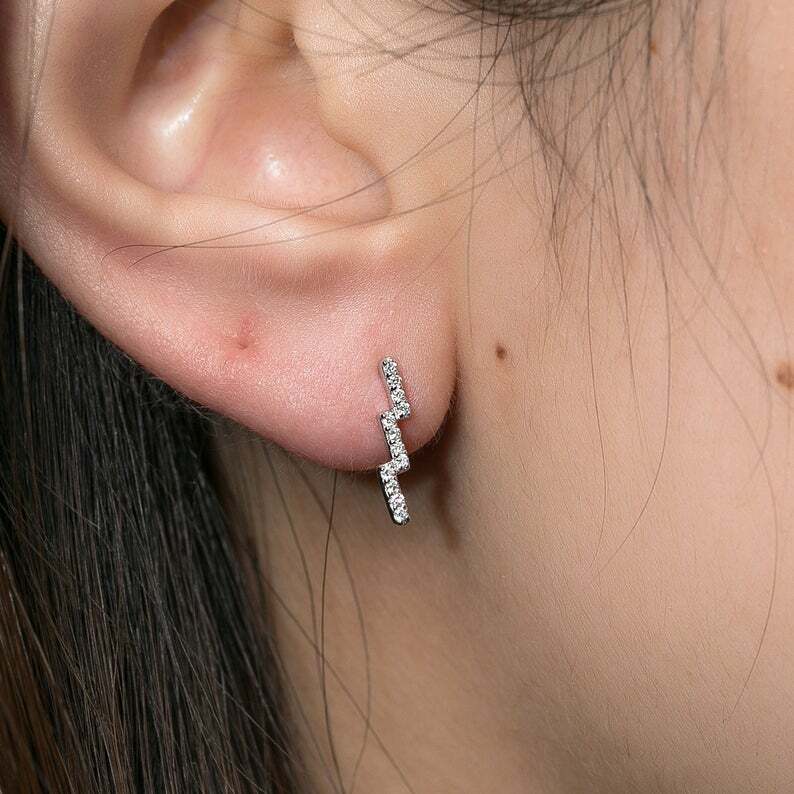 1.2ct Lab-Created Moissanite Geometric Minimal Stud Earrings White Gold Plated