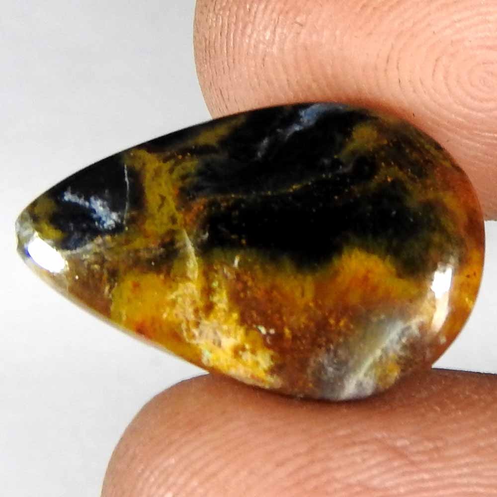 8.65Cts100%Natural Golden Pietersite Pear Cabochon(20x13x4)Loose Gemstone