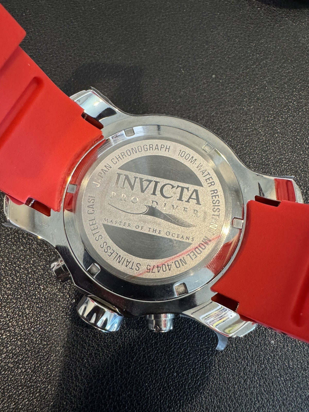 New Invicta Men PRO DIVER CHRONOGRAPH BLACK Dial Silver RED Strap SS Watch