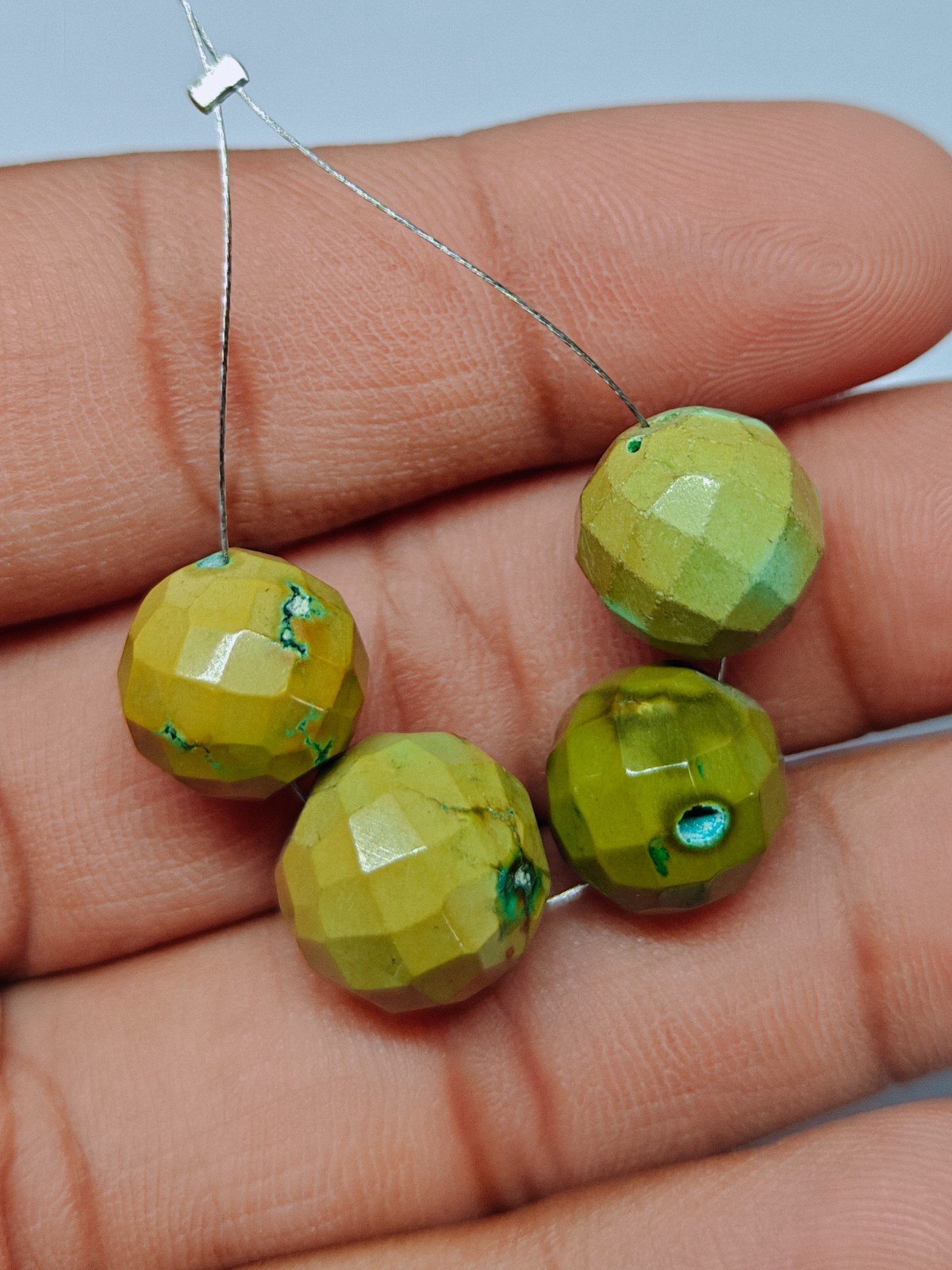 Turquoise Faceted Round Ball Beads, Loose Natural Gemstone For Jewelry Supplies