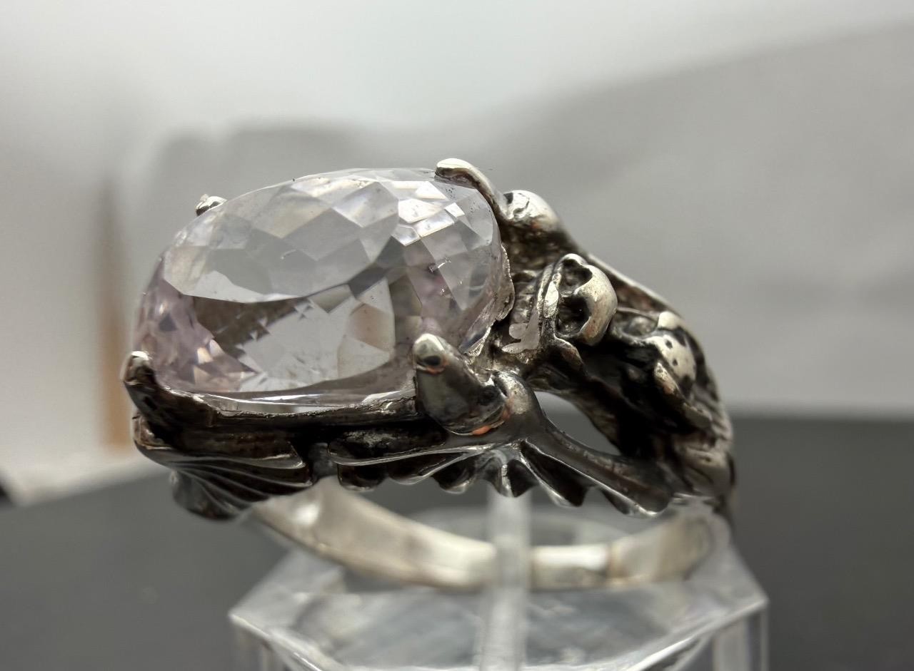 6.42 CT LIGHT PINK KUNZITE .925 STERLING SILVER MENS DRAGON RING SIZE 9.5, 7.8GR