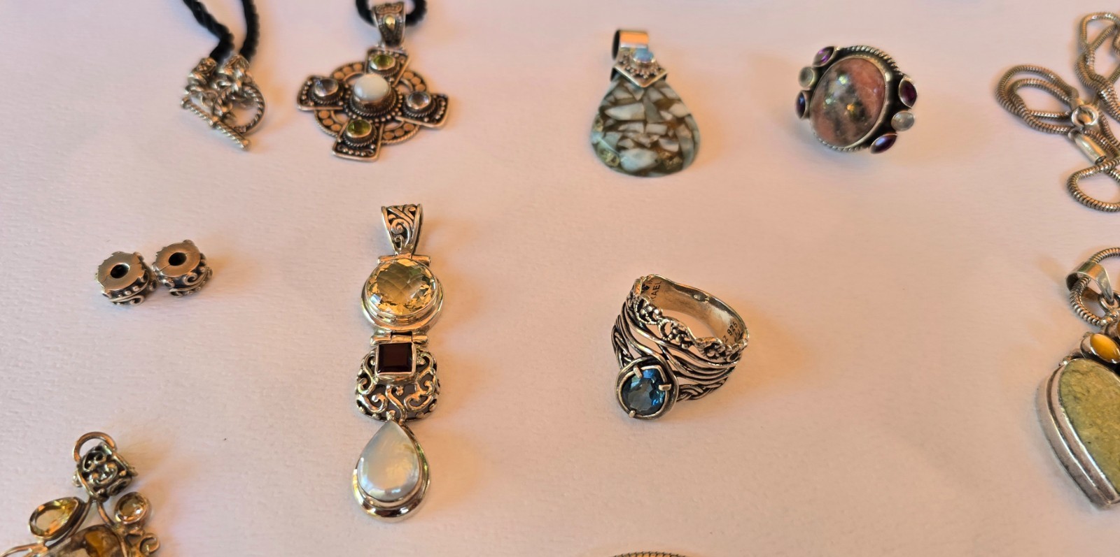 Lot of 15 Sterling Silver, Gemstone and Bronze Milor Rose Quartz