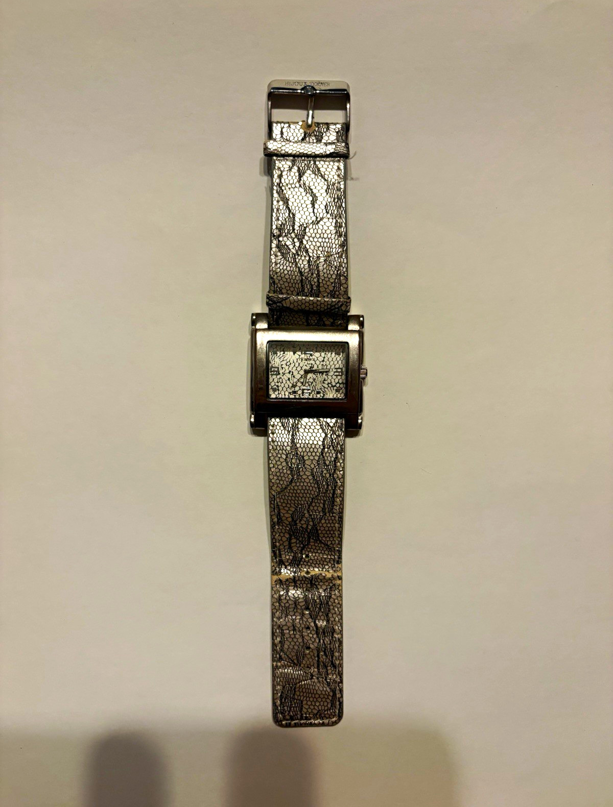 Bijoux Terner Women’s Rectangle Analog Quartz Watch Snakeskin Dial Leather Strap