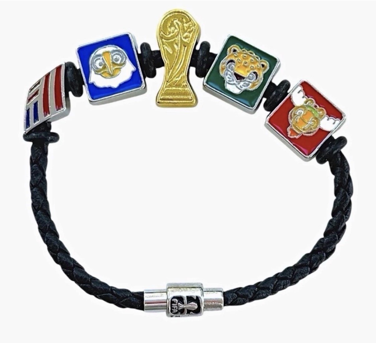 RARE!! FIFA World Cup 26 Bank of America Braided Cord Charm Bracelet Multicolor!