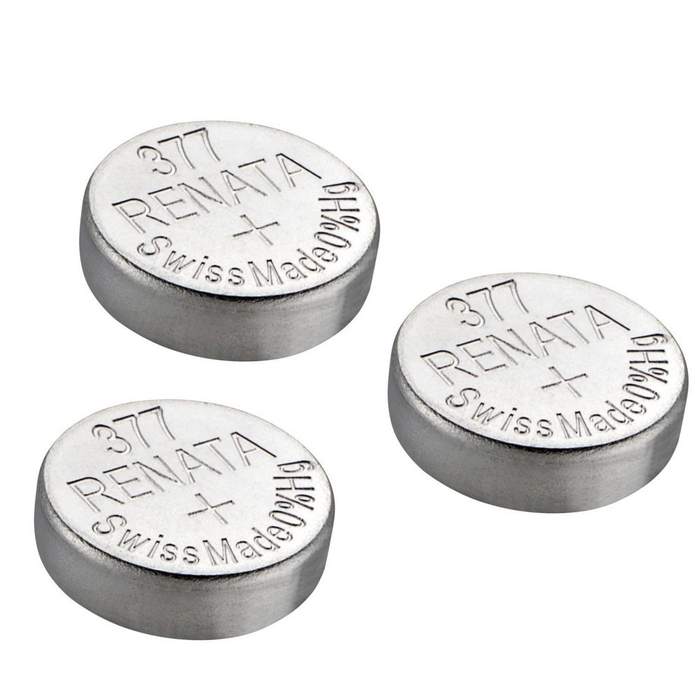Renata Watch Battery Swiss Made 377 or 3 x 377 SR 626 SW, silver