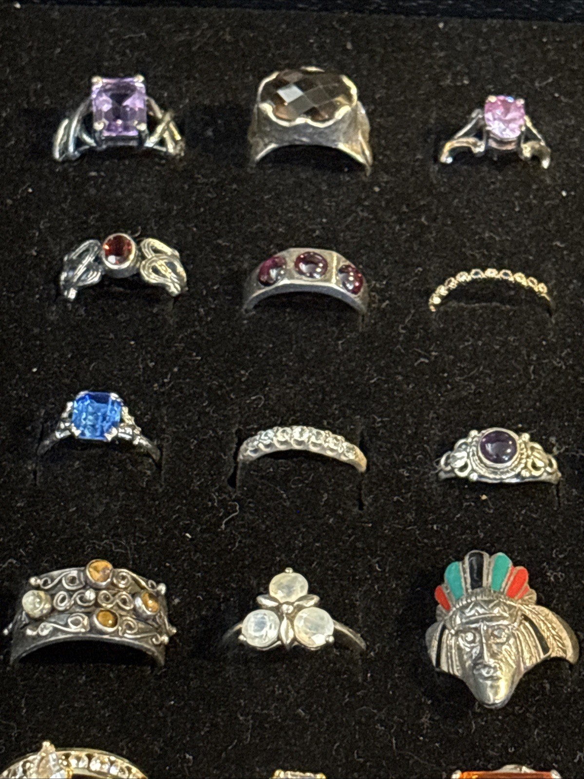925/ Sterling 72 Rings Of Diff Sizes ,Stones And Styles Vtg / newCollection