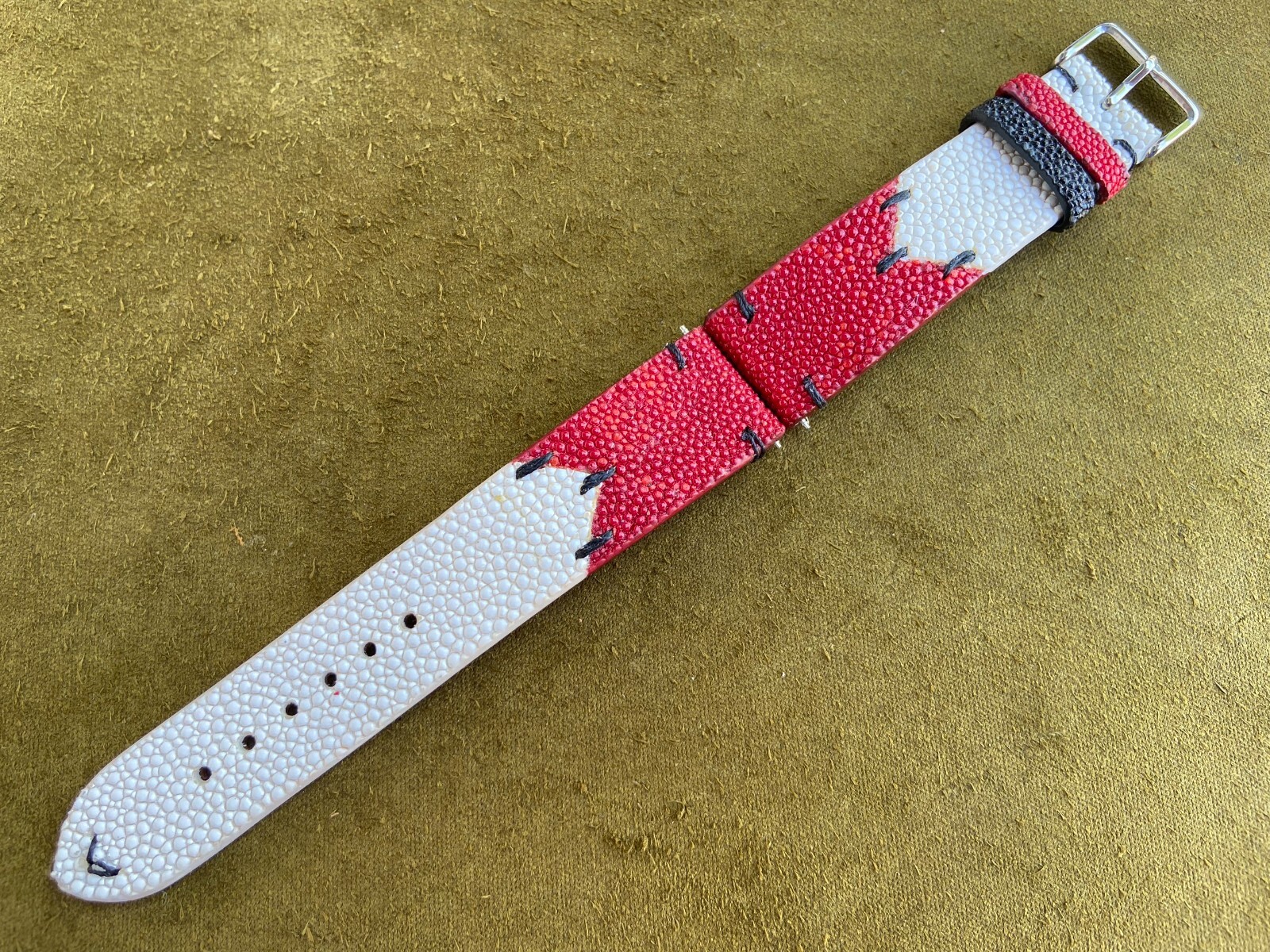 Red – White Stingray Watch Strap Band 16mm 18mm 19mm 20mm 21mm 22mm 24mm 26mm