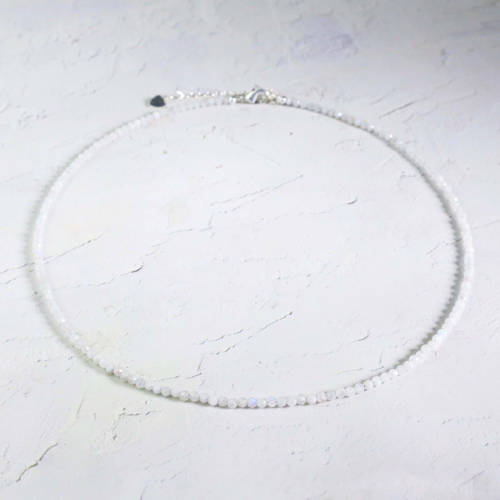 Natural Moonstone Faceted Beaded Choker Handmade White Dainty Gemstone Necklace