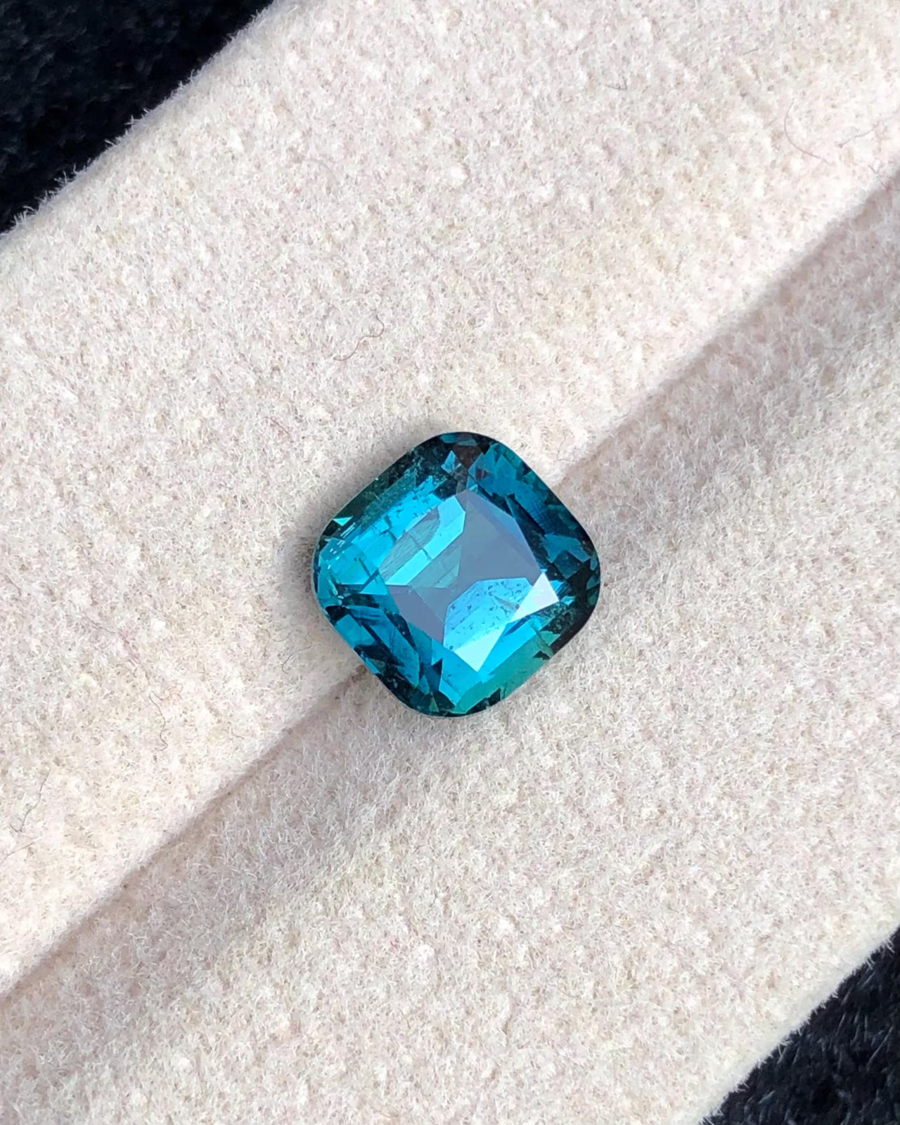 2 Carats Natural Indicolite Blue Tourmaline Faceted , Cushion Cut