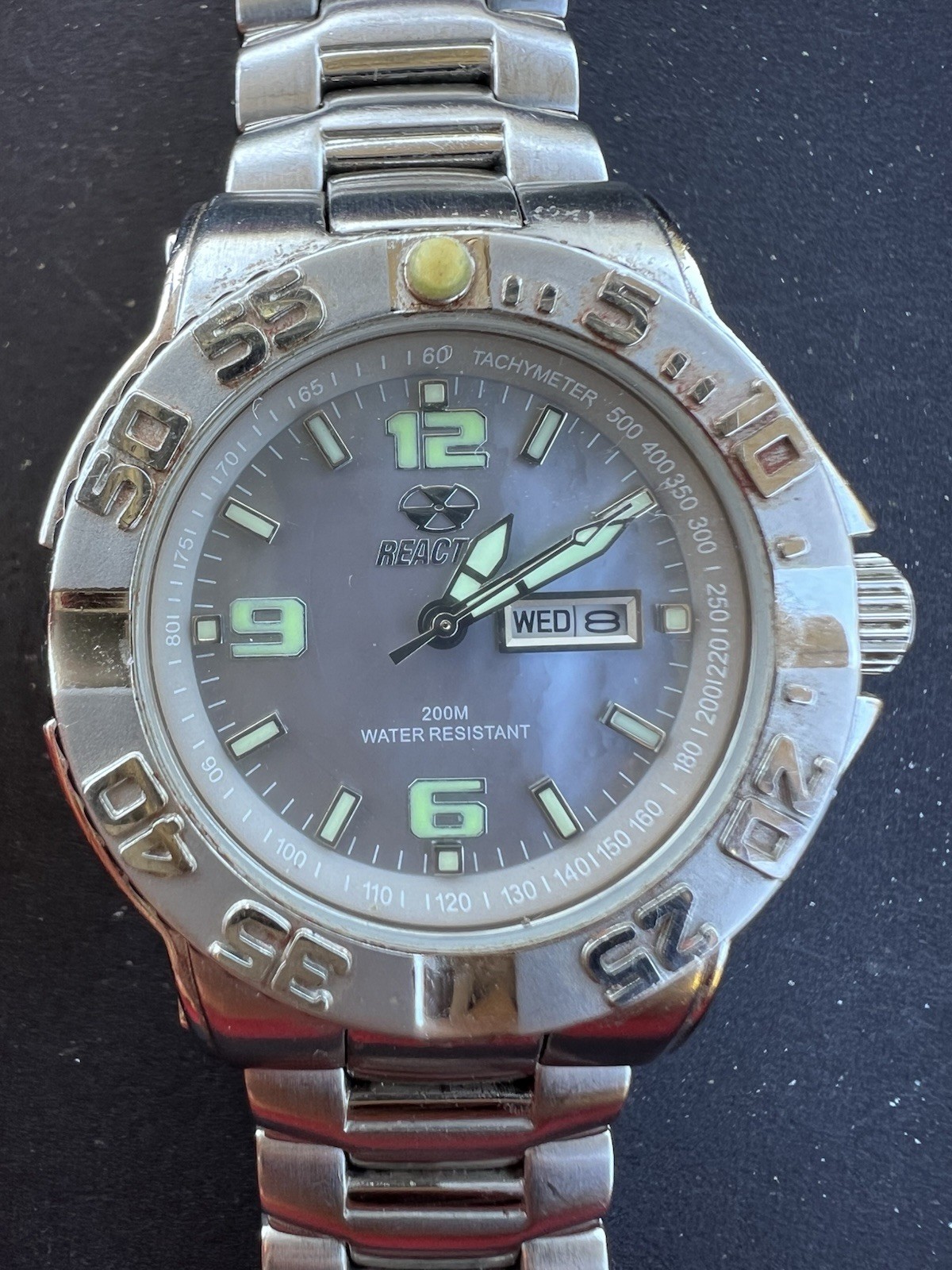 Reactor Critical Mass Men’s Quartz 200m Day/Date Black Dial SS Bracelet