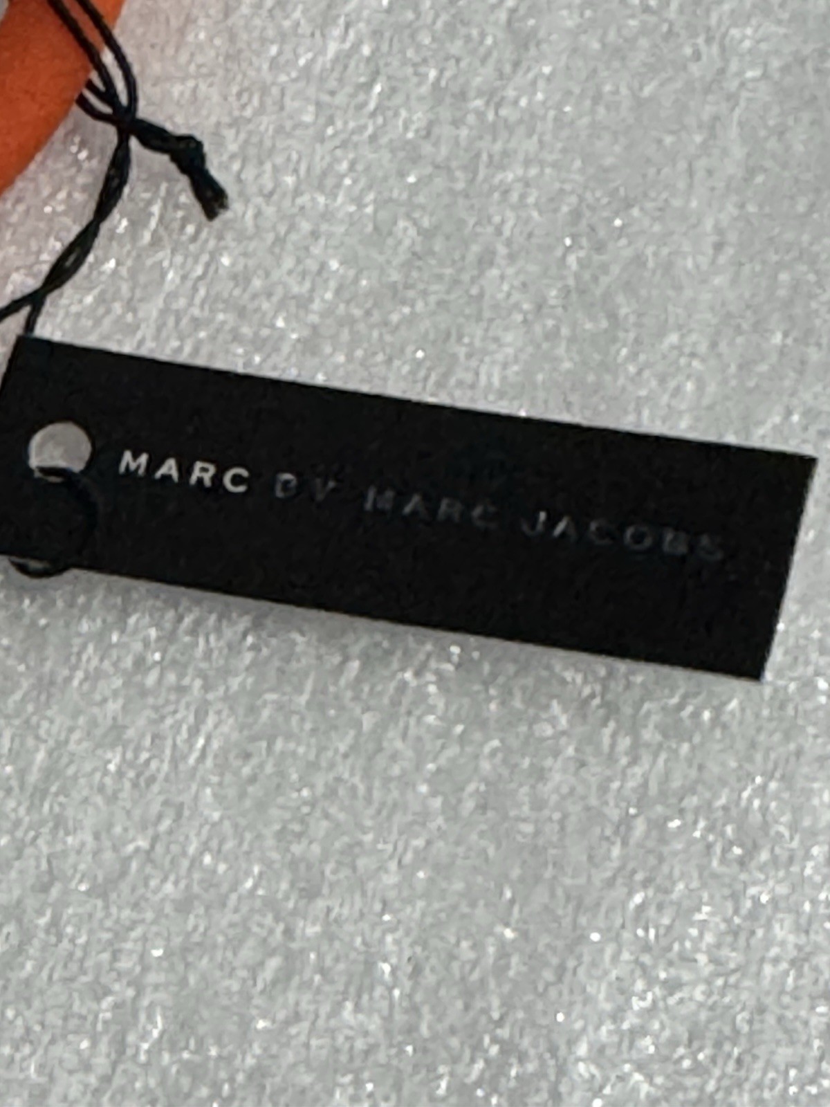 Marc by Marc Jacobs Orange Elastic Silicone Bracelet w/ Gold-Tone Logo Charm NWT