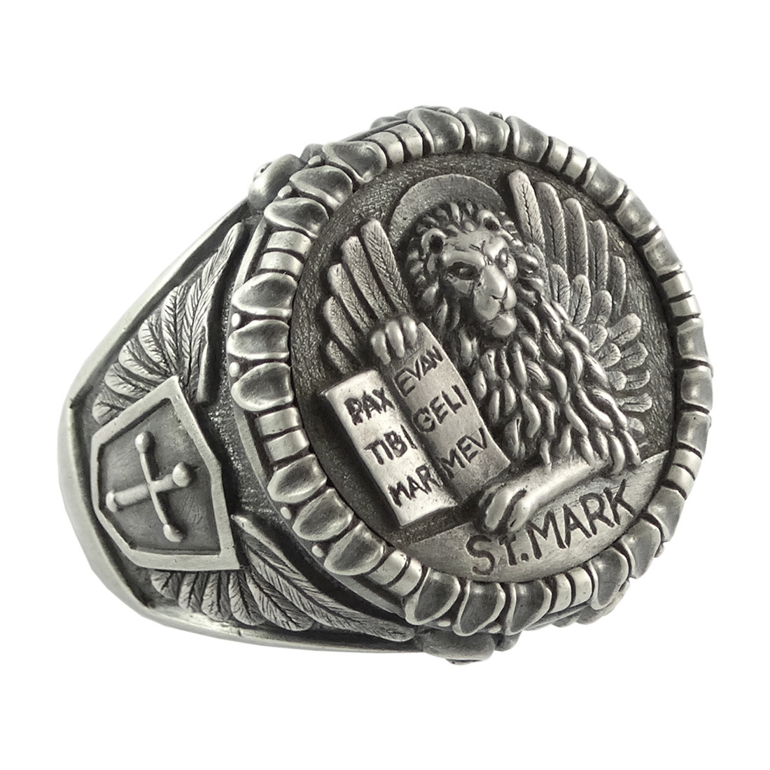 Saint Mark the Evangelist Venetian Lion Head Silver Men’s Ring