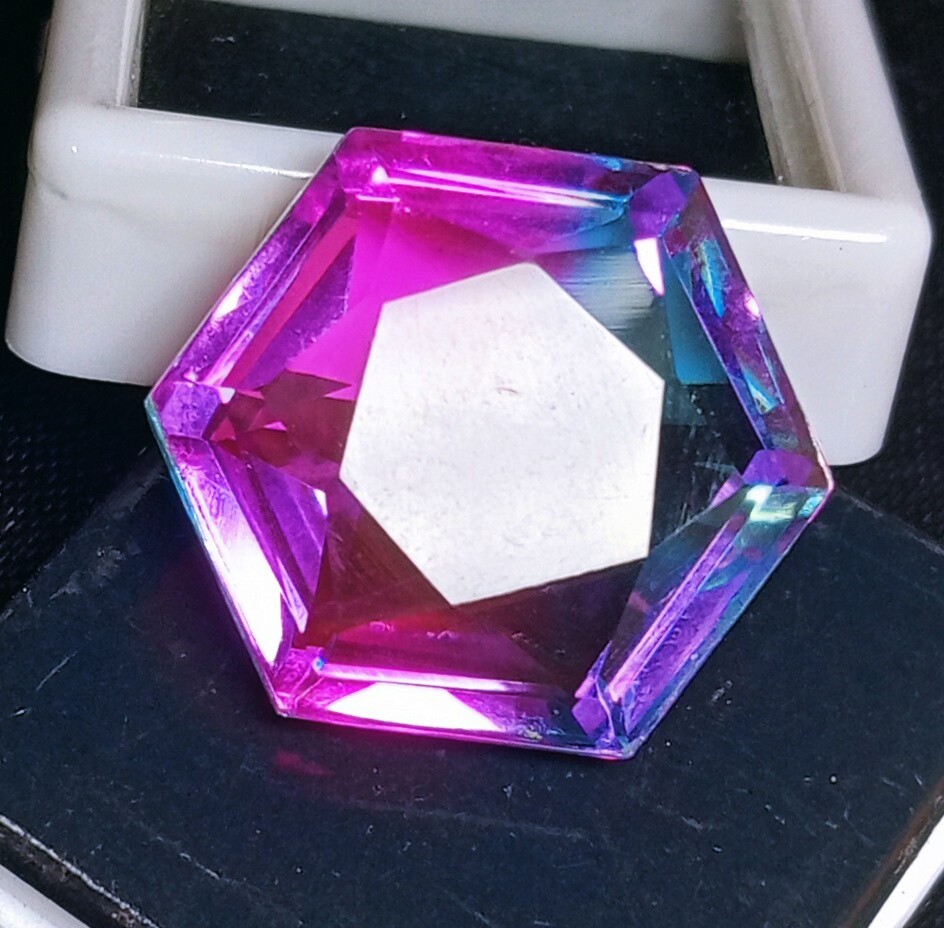 EGL Certified 23.50 Ct Natural Tourmaline Bi-Color Hexagon Fancy Gemstone AAA