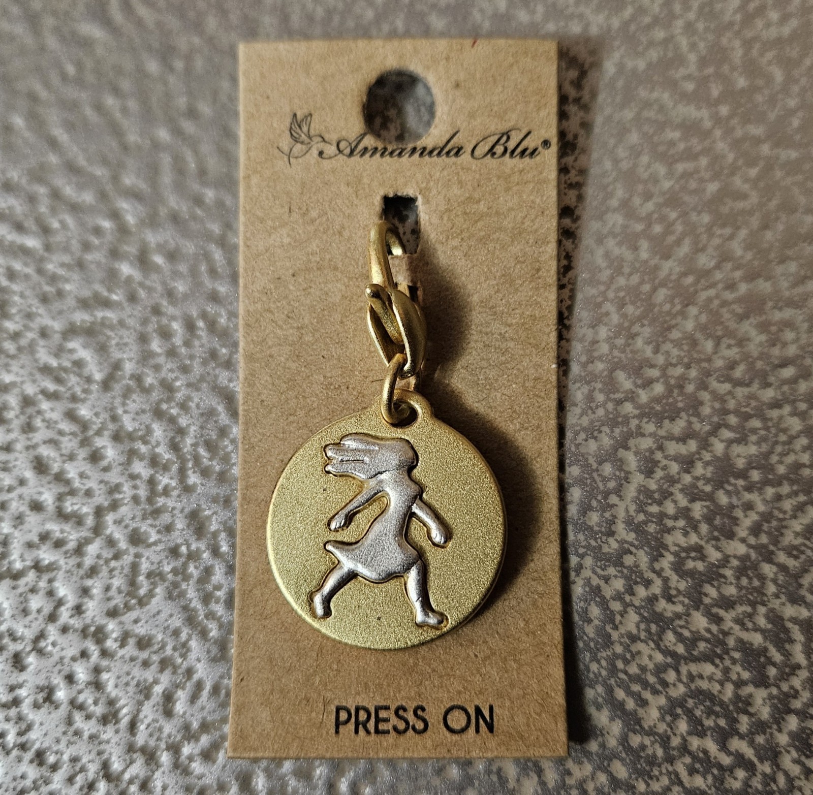 NEW Amanda Blu Charm “DON’T LOOK BACK…” Girl Walking Gold & Silver Tone