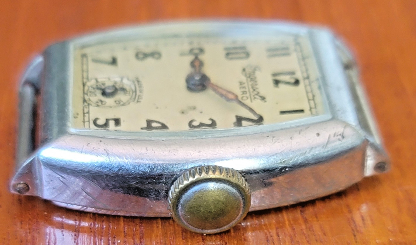 Ingersoll Aero Vintage Art Deco Tonneau Wristwatch Manual Wind USA 32mm WP1-57