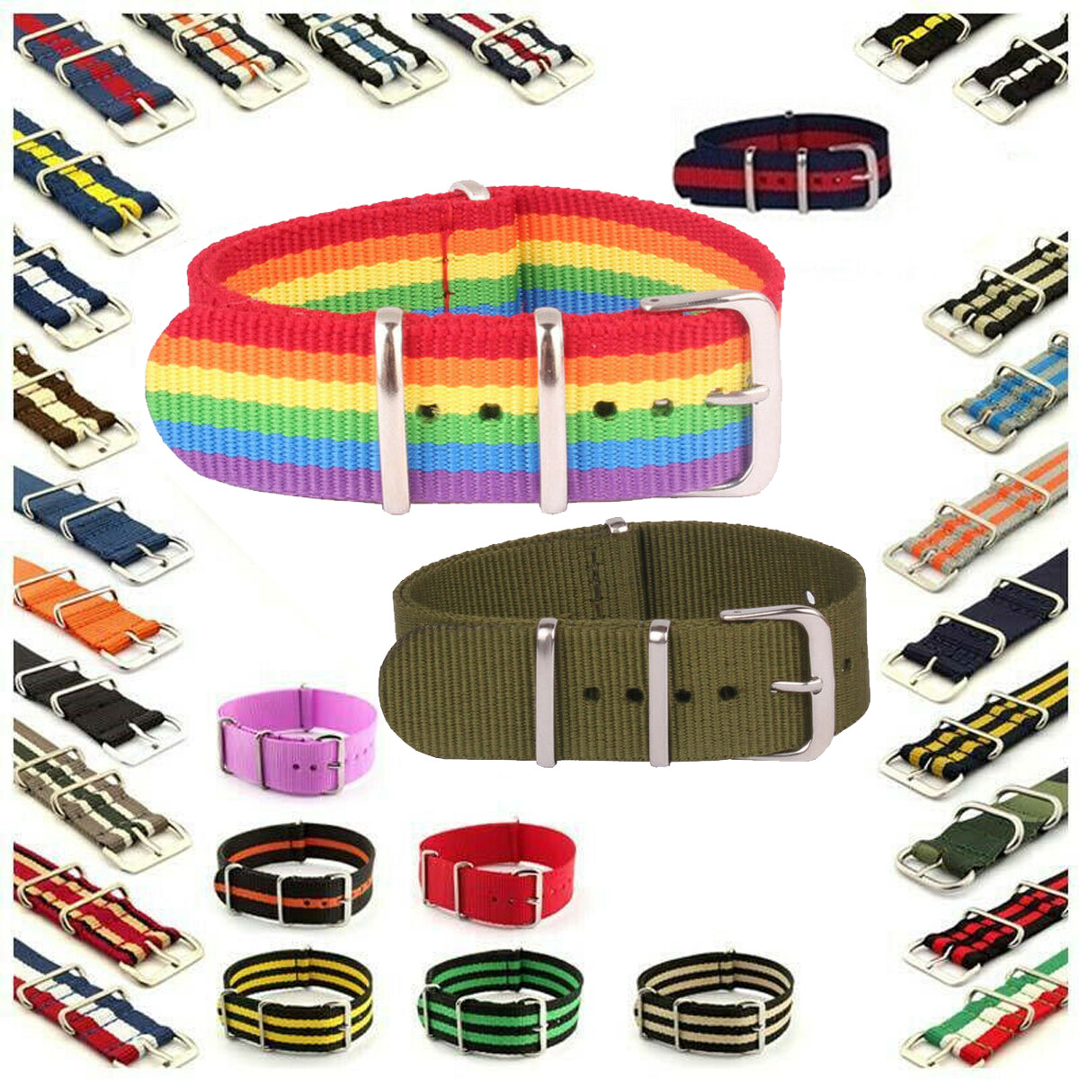 12/14/16/18/20/22/24MM Width Military Nylon Bands Replacement Straps Accessories