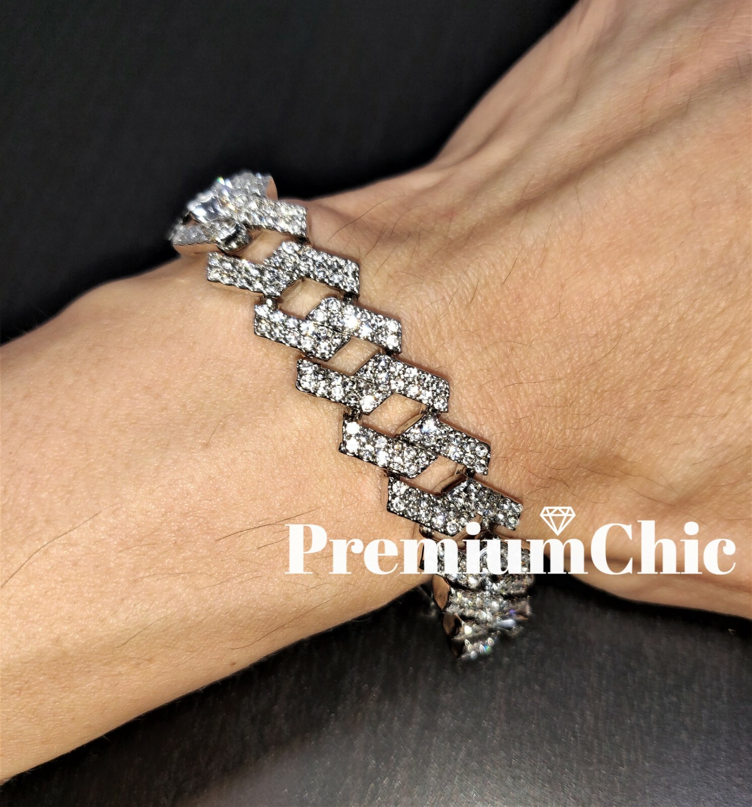 ICED Mens Hip Hop Gold Plated Miami Cuban Prong Link Chain CZ Necklace/Bracelet