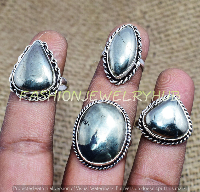 Pyrite Gemstone 25pcs Rings Lot 925 Silver Plated Jewelry FR-2696