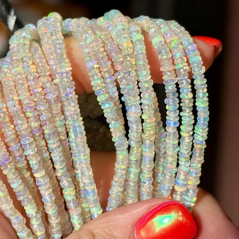Ethiopian Opal Rondelles, 3mm to 4mm, Opal Beads, Opal Rondelles,