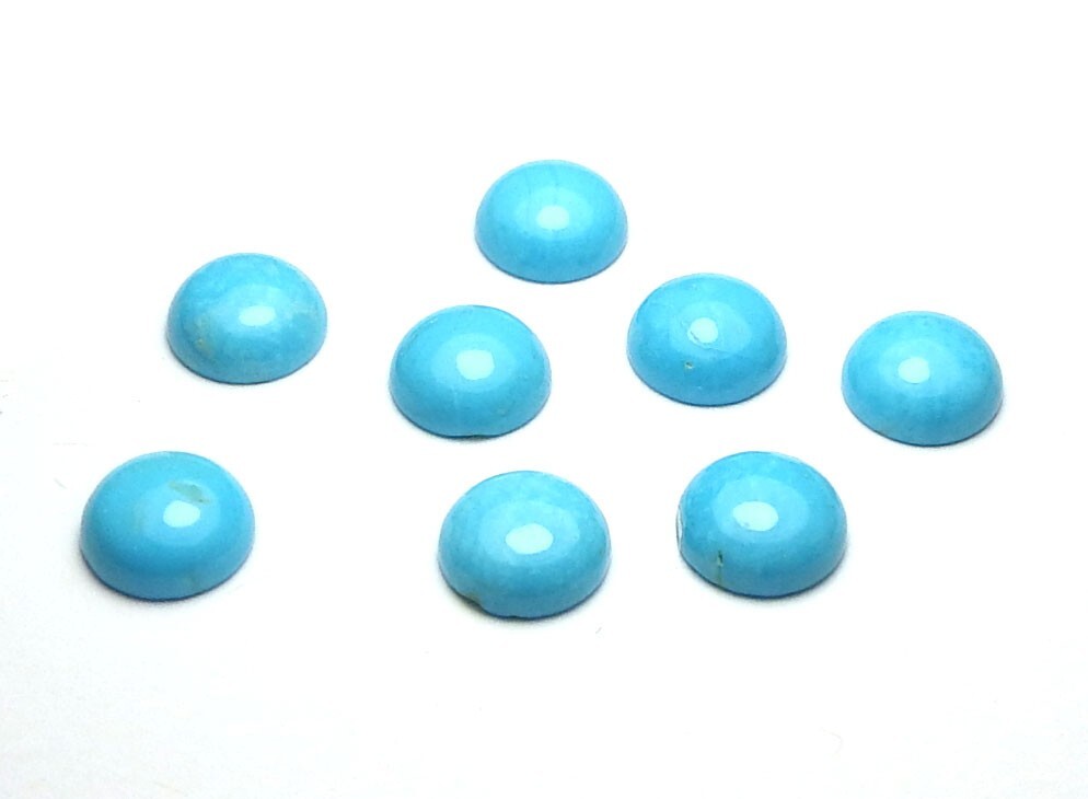 2 pcs SLEEPING BEAUTY TURQUOISE Blue 8mm Round Cabochons AAA NATURAL /c2