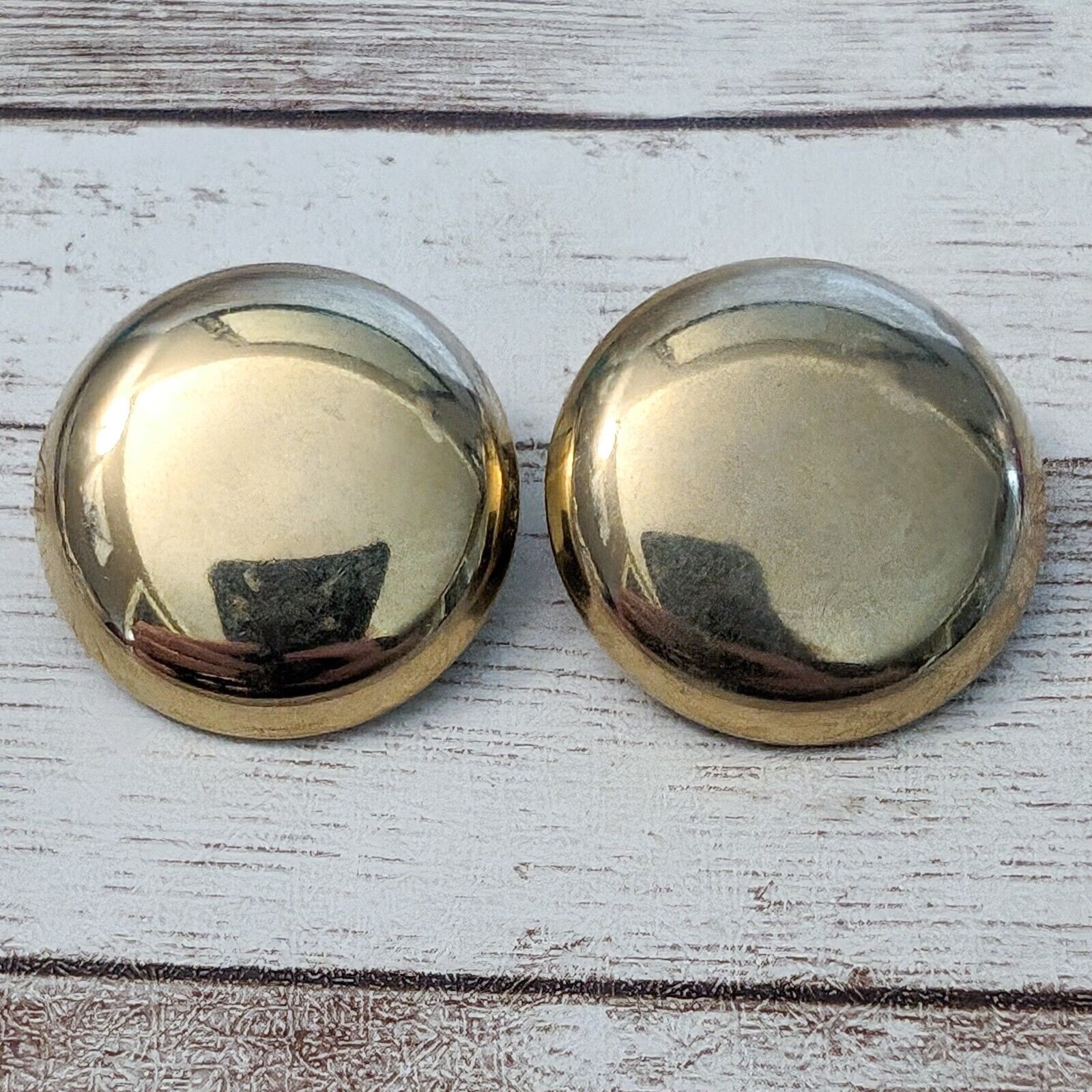 Vintage Clip On Earrings – Gold Tone Just Under 1 & 1/8″ – Marks & Loose Clip