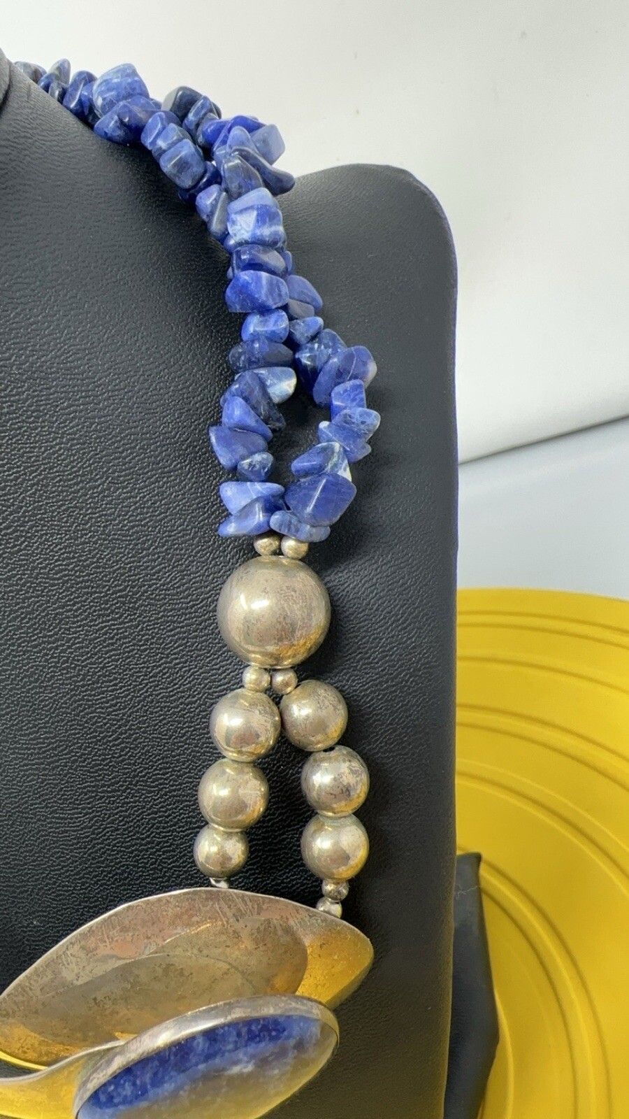 Sterling silver choker and Lapis genuine Stone 114g 18 In
