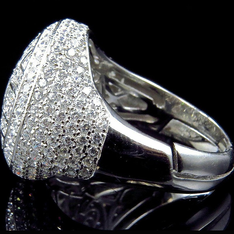 2.55CT Simulated Diamond Elegant Ring Silver Plated Micro Pave Bling Ring