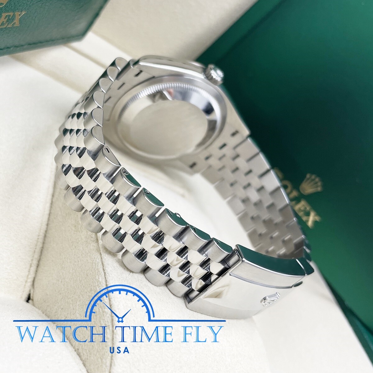 Rolex 126234 Steel Datejust 36 Fluted Bezel Wimbledon Rhodium Roman Dial Jubilee